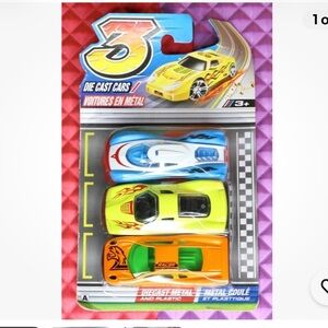 Vibrant Diecast Toy Car Set - Blue, Yellow, Orange
